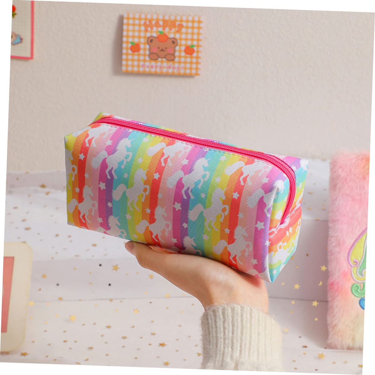 Gadpiparty 5 Pezzi Borsa per Unicorno Astuccio Decorativo per Cancelleria per Organizer Leggero e Portatile con Cerniera per Studenti