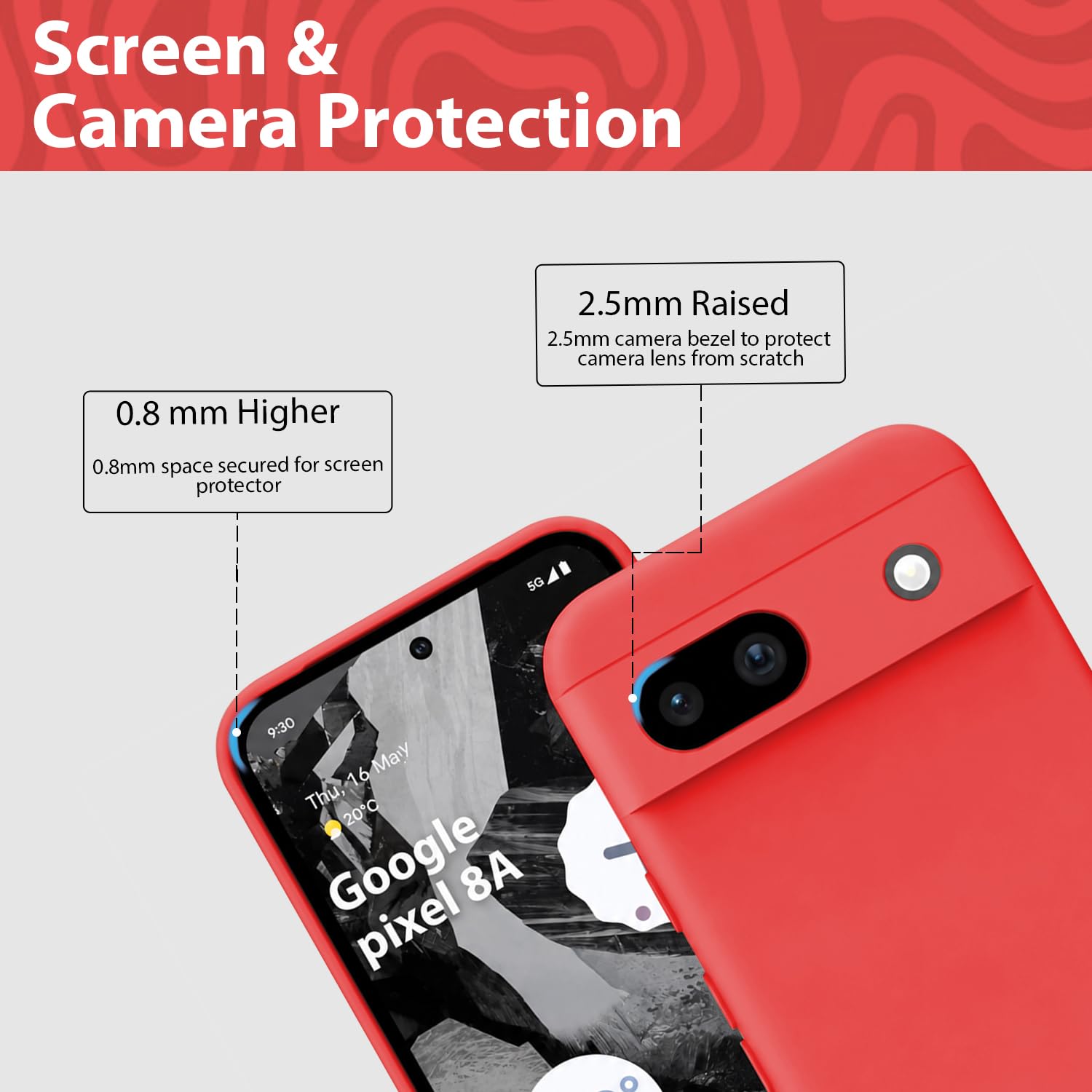 Pixel 8A Silicone Case - Red by KACA -3 Pixel 8A Silicone Case - Red by KACA -3