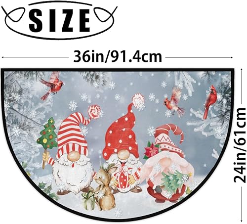 Miniatura 2 de Tapete semicircular de gnomos de Navidad para entrada interior, nieve de invierno, antideslizante, absorbente, 24 x 36 pulgadas, tapetes