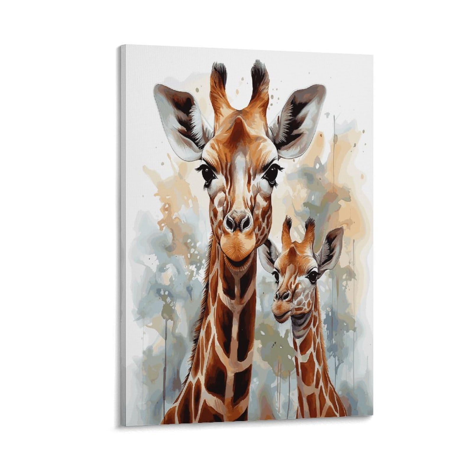 LDGSUPH Watercolor Deer Giraffe Canvas Wall Art Prints Hangable Decor Painting for Wall Prints Painting Artwork Modern Decorative Artwork Ready to Hang Wall Pictures for Home Decor 08x12inch(20x30cm)
