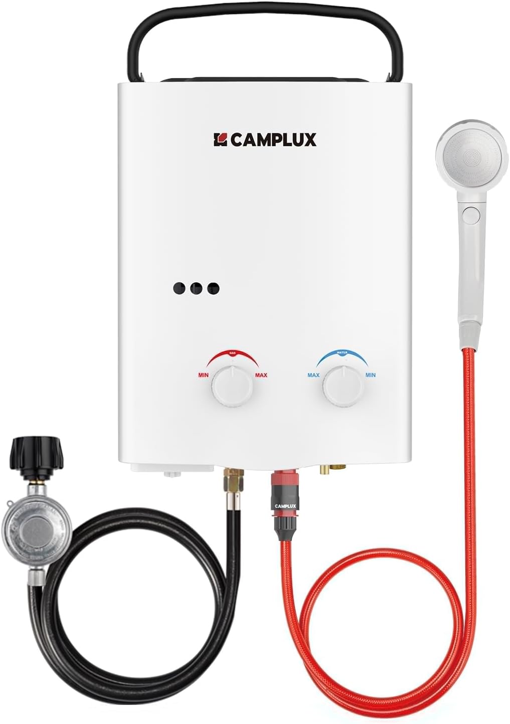 CAMPLUX Tankless Water Heater Outdoor, 1.32 GPM Portable Propane Camping Water Heater, 5L, AY132, White 1.32GPM,White