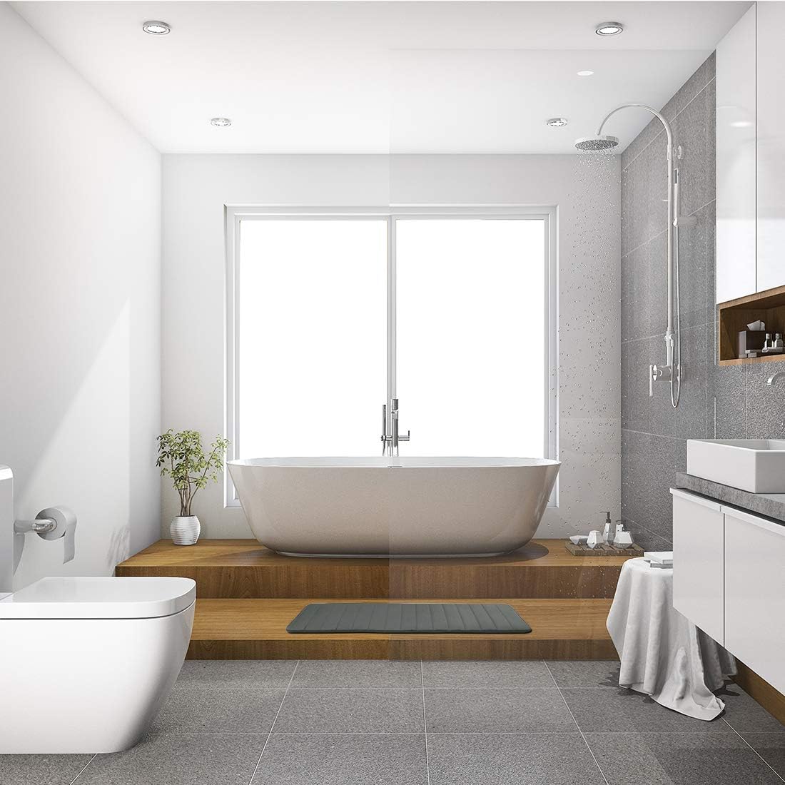 uxcell Memory Foam Bath Mat, Absorbent Runner Kitchen Rug, Soft and Comfortable Runner Floor Mat for Kitchen Bathroom Floors 16" x 47", Dark Grey - Image 9