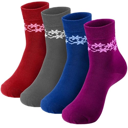 Klenton Ladies Bamboo Socks, Soft and Breathable women’s Socks with soft elastic cuff, Pack of 4, Size UK 4-7