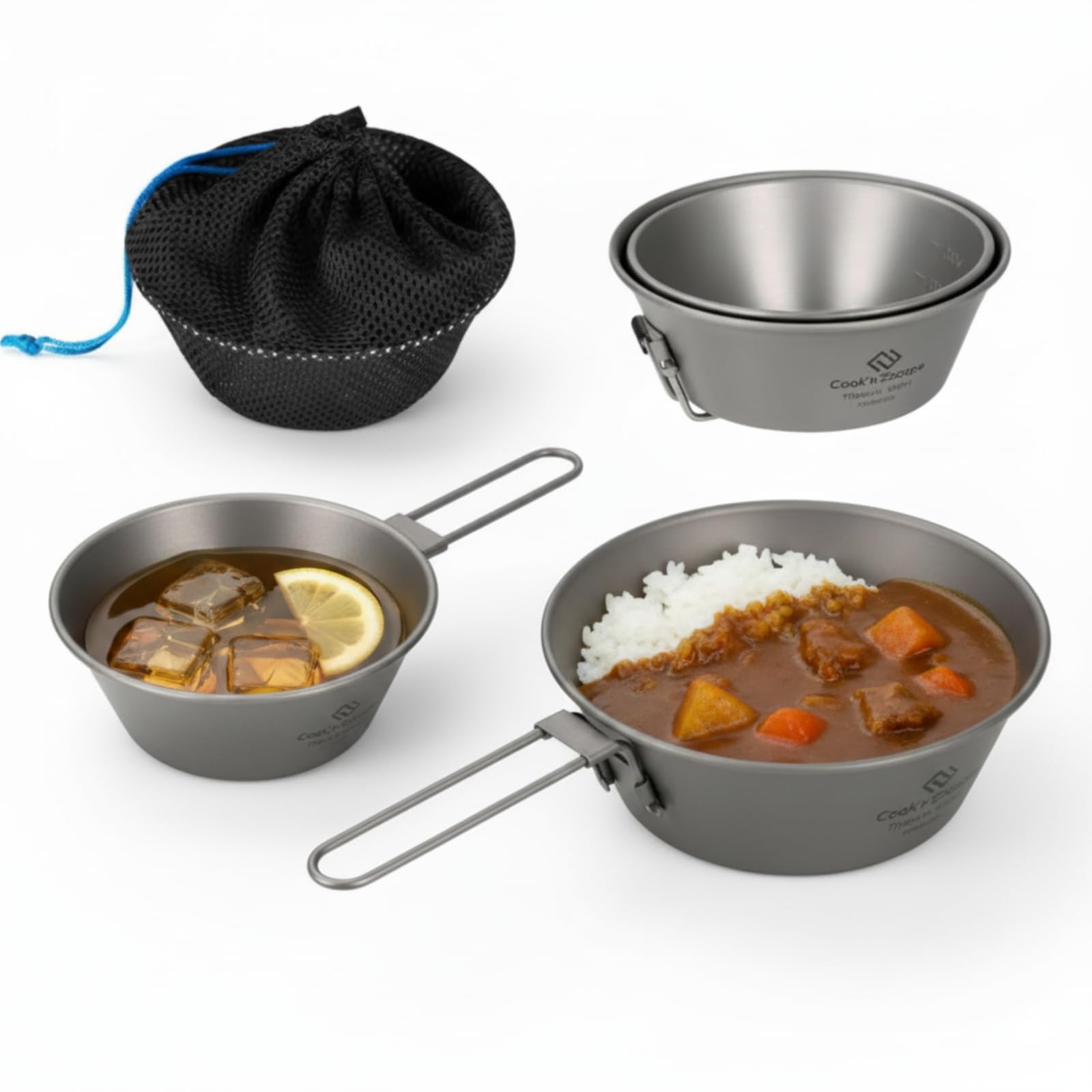 Amazon.co.jp: COOK'N'ESCAPE シェラカップ チタン 2点セット 300ml ＋