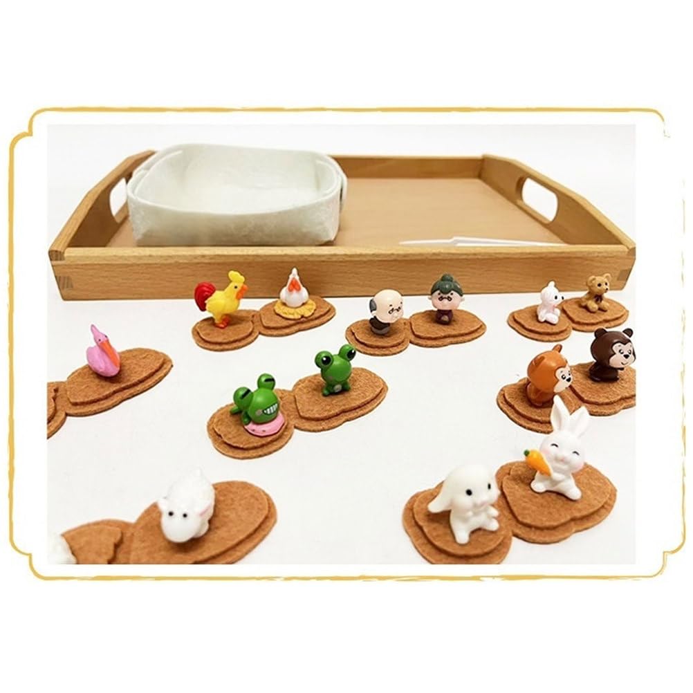 Set di vassoi per Abbinare e ordinare Figure di Animali Montessori | Gioco classificazione feltro motricità fine, giocattolo educativo sensoriale pensiero logico e senso dell'ordine