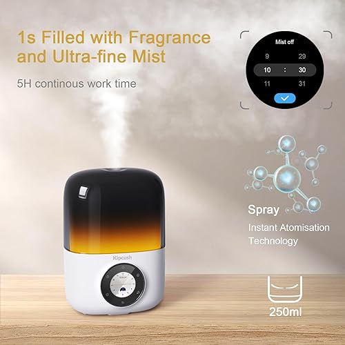 Miniatura 3 de Kipcush Difusor de aceite esencial, humidificador de 8.5 fl oz con máquina de ruido blanco, iluminación LED de estado de ánimo, pantalla táctil,