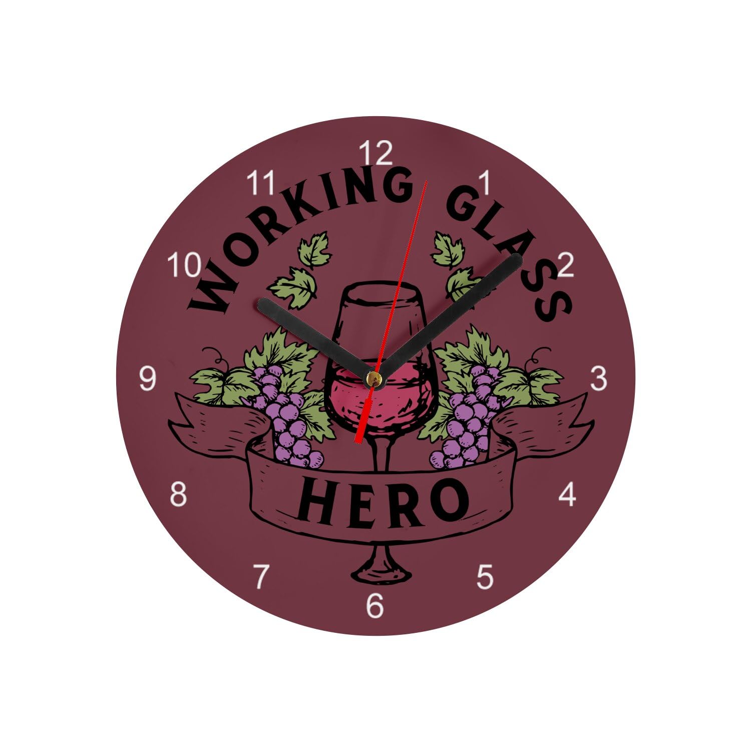 Horloge Murale en Verre de cuisine rouge - Pendule silencieuse moderne diamètre 20cm