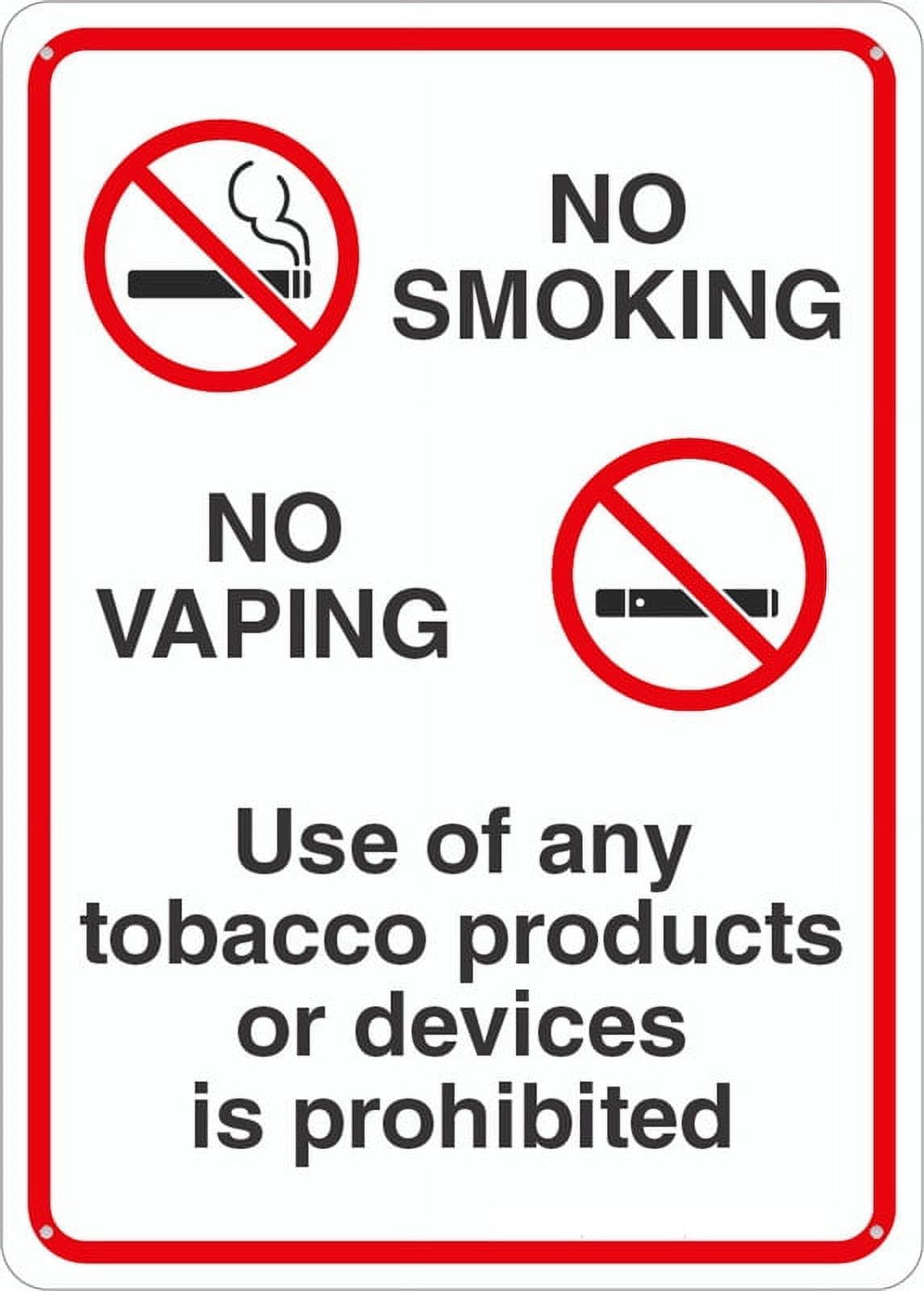Peiyeety A08 No Smoking No Vaping Wall Sign 12X16 Inches Metal Sign, Rustproof Aluminum, Multicolor