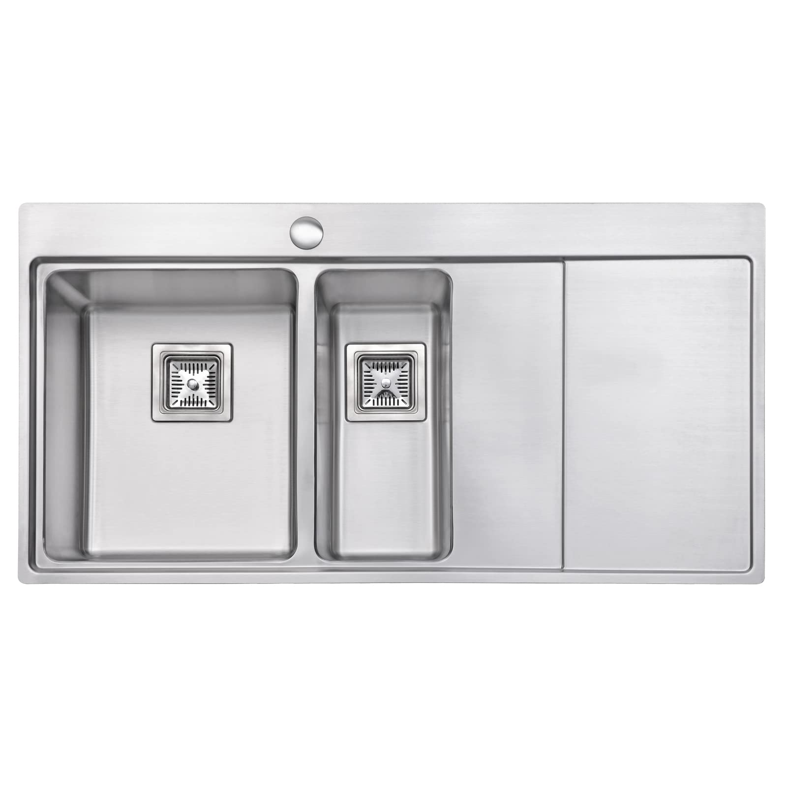 JASSFERRY Brilliant Kitchen Sink Inset 1.2 mm Thickness Stainless Steel One Half 1.5 Large Rectangle Bowl Righthand Drainer Square Strainer Plug Waste Pipe Kit