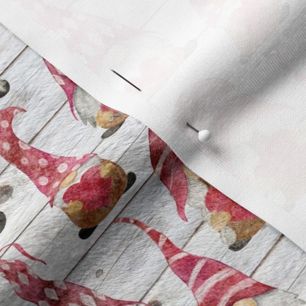 Spoonflower Fabric - Valentine Gnomes Extra Small Scale Pink Red Hearts Heart Love Gnome Printed on Minky Fabric by The Yard - Sewing Baby Blankets Quilt Backing Plush