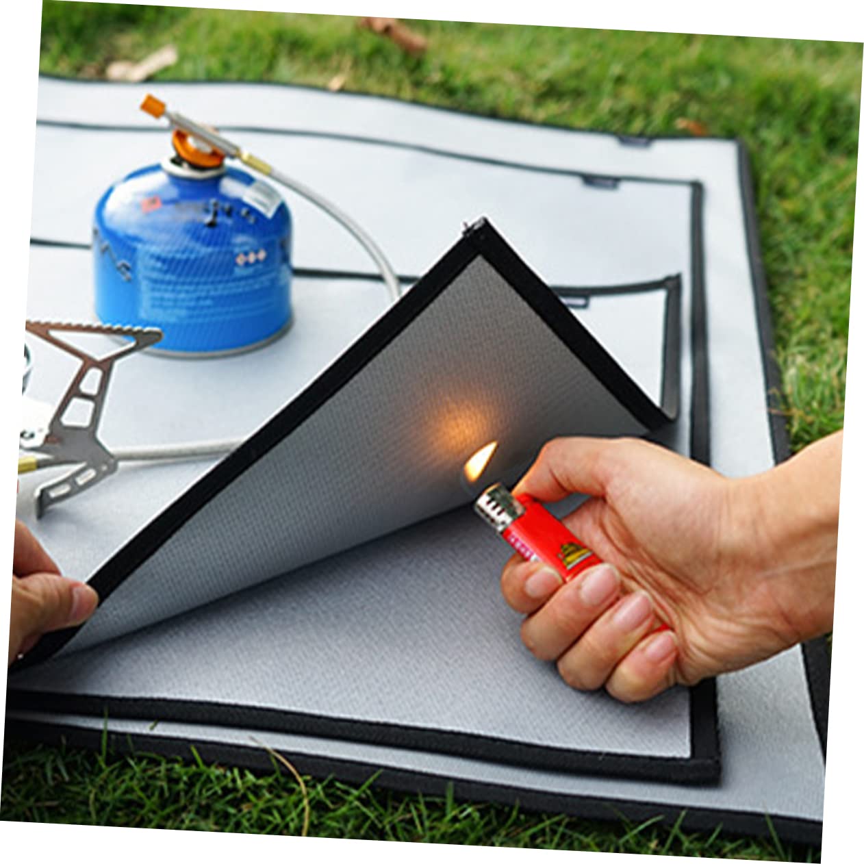 POPETPOP 1Pc Fire Retardant Heat Resistant Picnic Mat Double Sided Coated for Outdoor Barbecue Easy to Clean and Portable Insulation Pad for Camping
