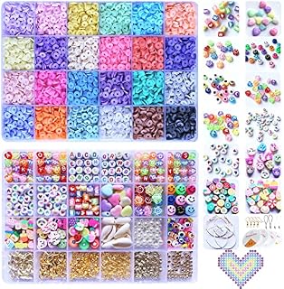 Kehmy 7200Pcs Clay Beads Bracelet Making Kit, Beads for Bracelet Jewelry Making, Preppy Clay Bead Bracelet Kit for Bracelet Necklace Earring DIY Polymer Clay Beads for Girl Kid Adults Gift