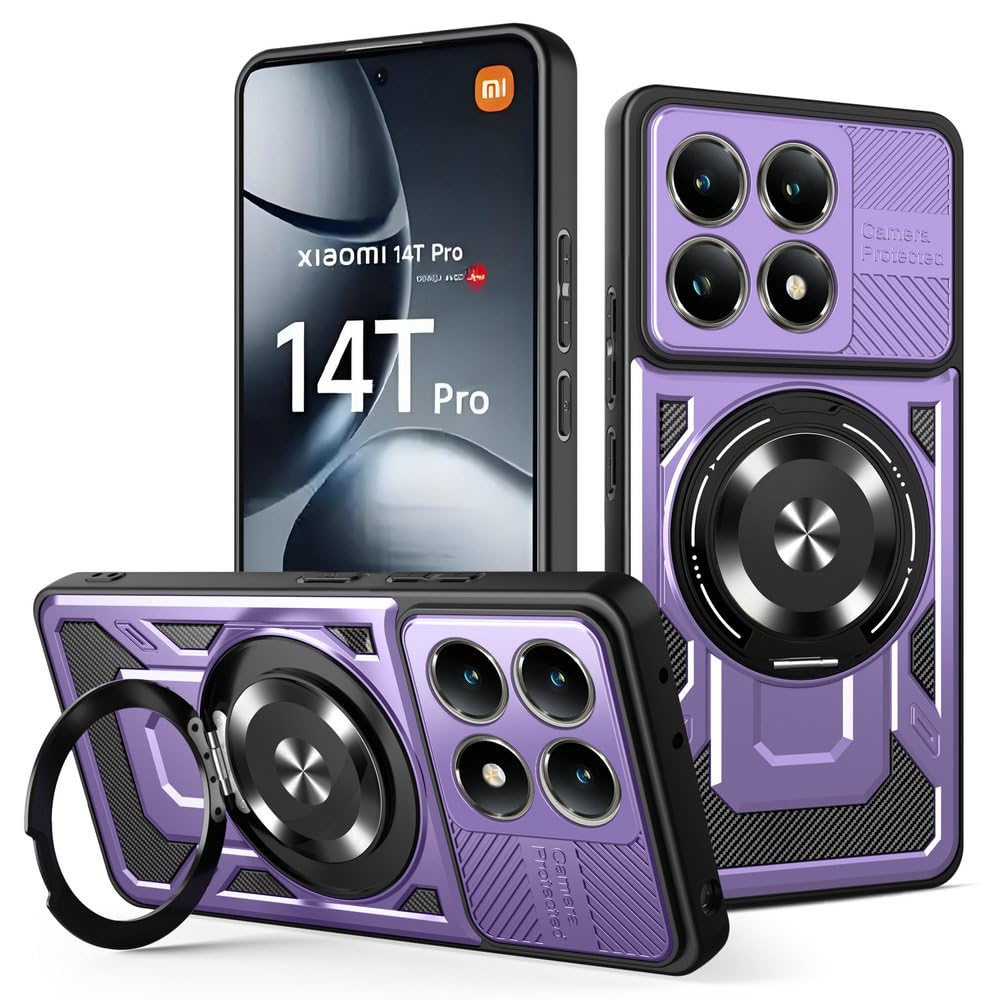 Kukoufey Compatible with Xiaomi 14T Pro 5G 2407FPN8EG 2407FPN8ER Case Cover,Compatible with MagSafe,360 Degree Rotating Magnetic Stand Anti-Drop Phone