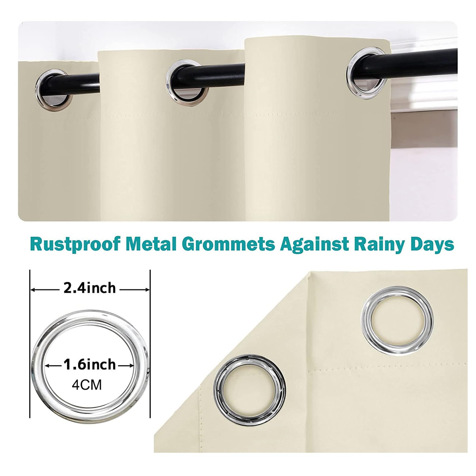 Rideaux D'extérieur Largeur212*Hauteur120cm Rideau pour Pergola Imperméable Rideau Exterieur pour Terrasse Rideau Pare Soleil pour Balcon Terrasse Porche Pergola Belvédère