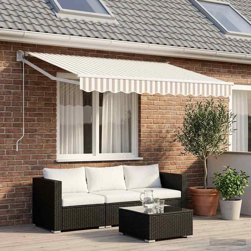 Toldo extensible gris claro blanco 3 x 2,5 m | Tejido de poliéster, marco de acero con recubrimiento en polvo, resistente al agua, fácil montaje en pared