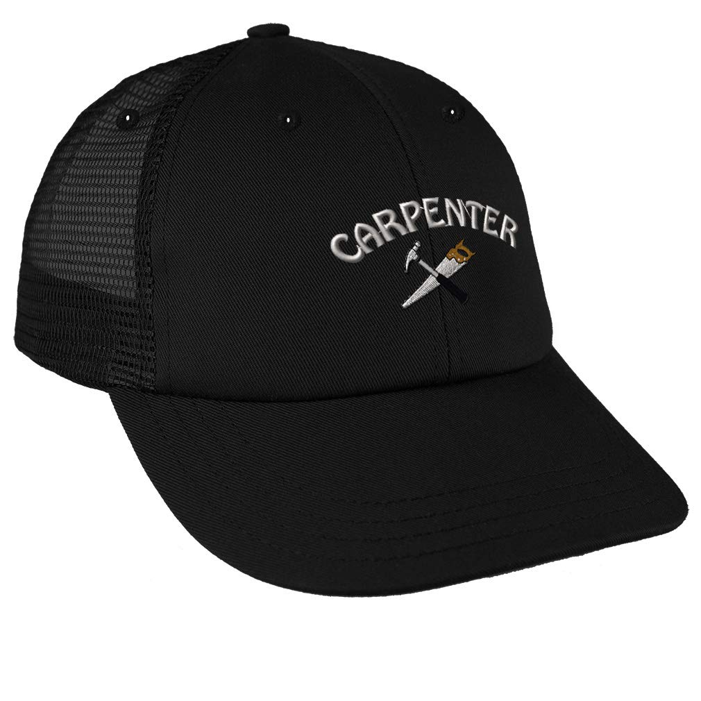 Speedy Pros Trucker Hat Baseball Cap Carpenter Occupation Build Embroidery Cotton Dad Hats for Men & Women Snapback Black