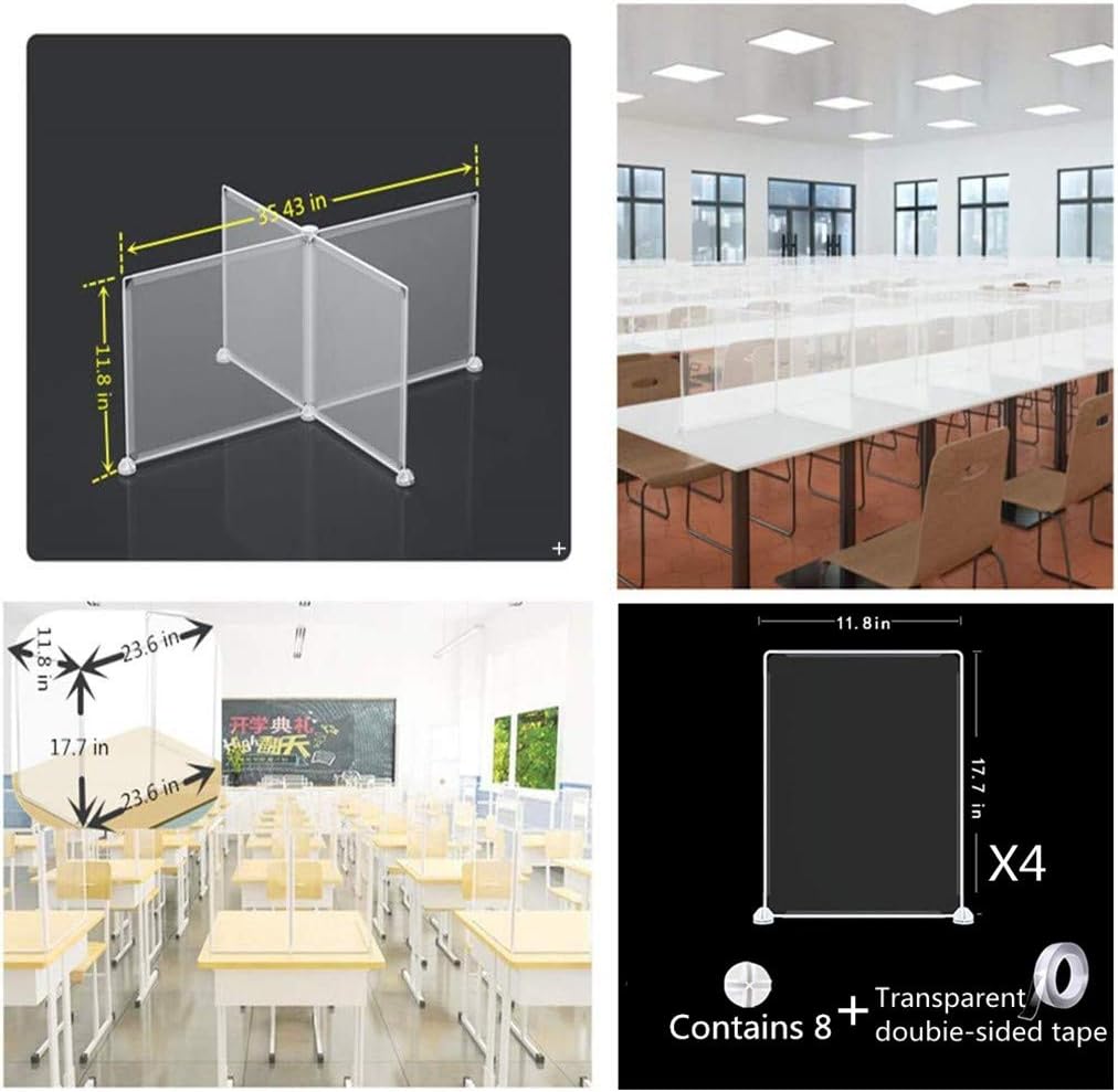 Shields for Student Desks,Desktop Sneeze Guard Shield,Desk dividers for Students,Plastic Partitions,Clear Desk Dividers for School,Classroom,Kindergarten,Restaurants,Libraries,Meeting Room(4PCS) : Office Products