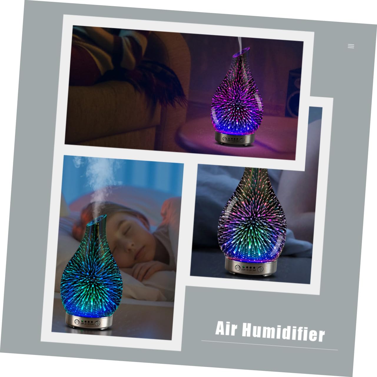 Difusor Capacidad Menor a 1 L de Aromaterapia 3D Luz Nocturna de Vidrio y Humidificador Práctico Seguro para Oficinas y Centros de Recepción