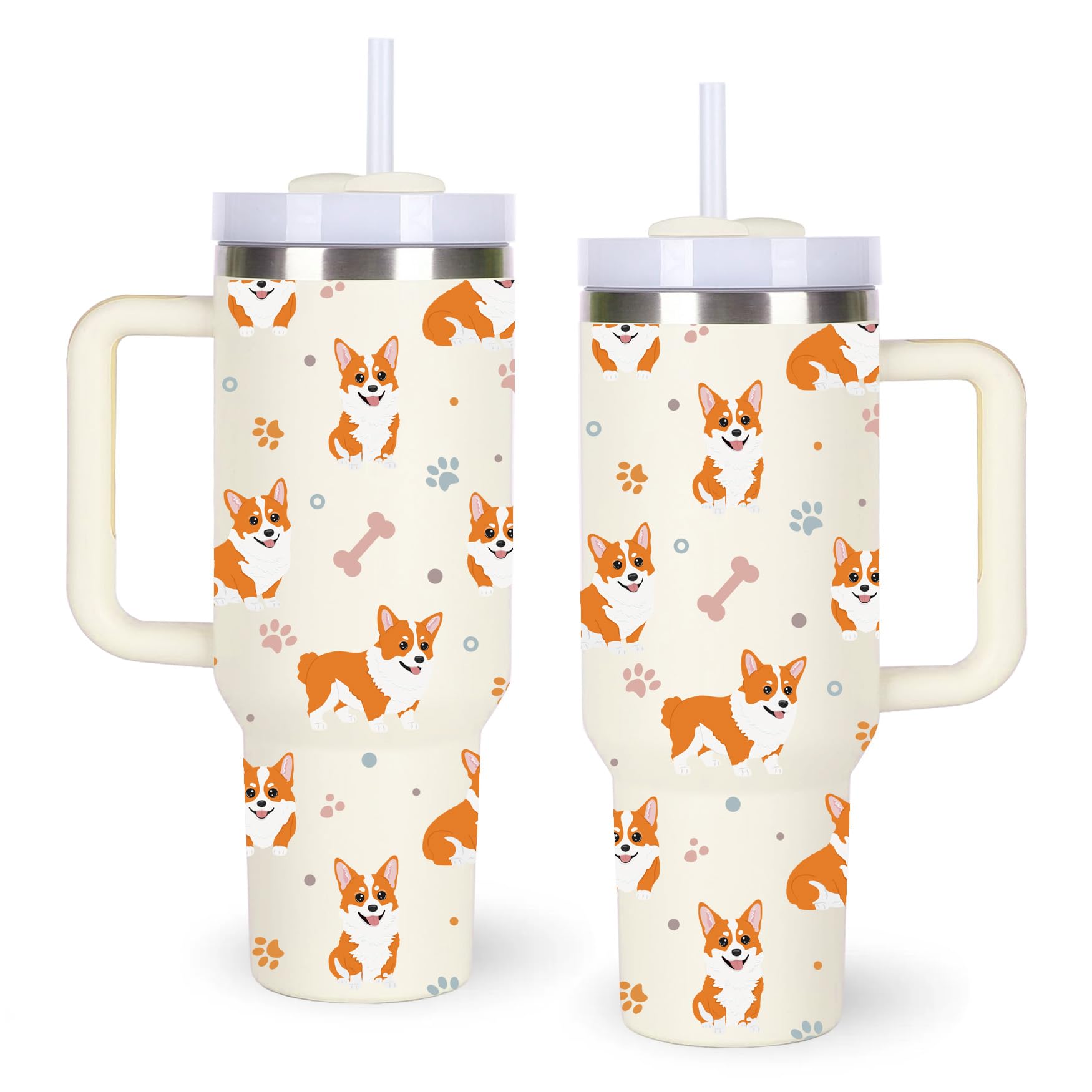 momocici 40oz Corgis Tumbler with Handle Gifts for Women.Corgi Lover Cups Tumbler Gifts for Women.40 oz Birthday Christmas Corgi Cup Tumblers for