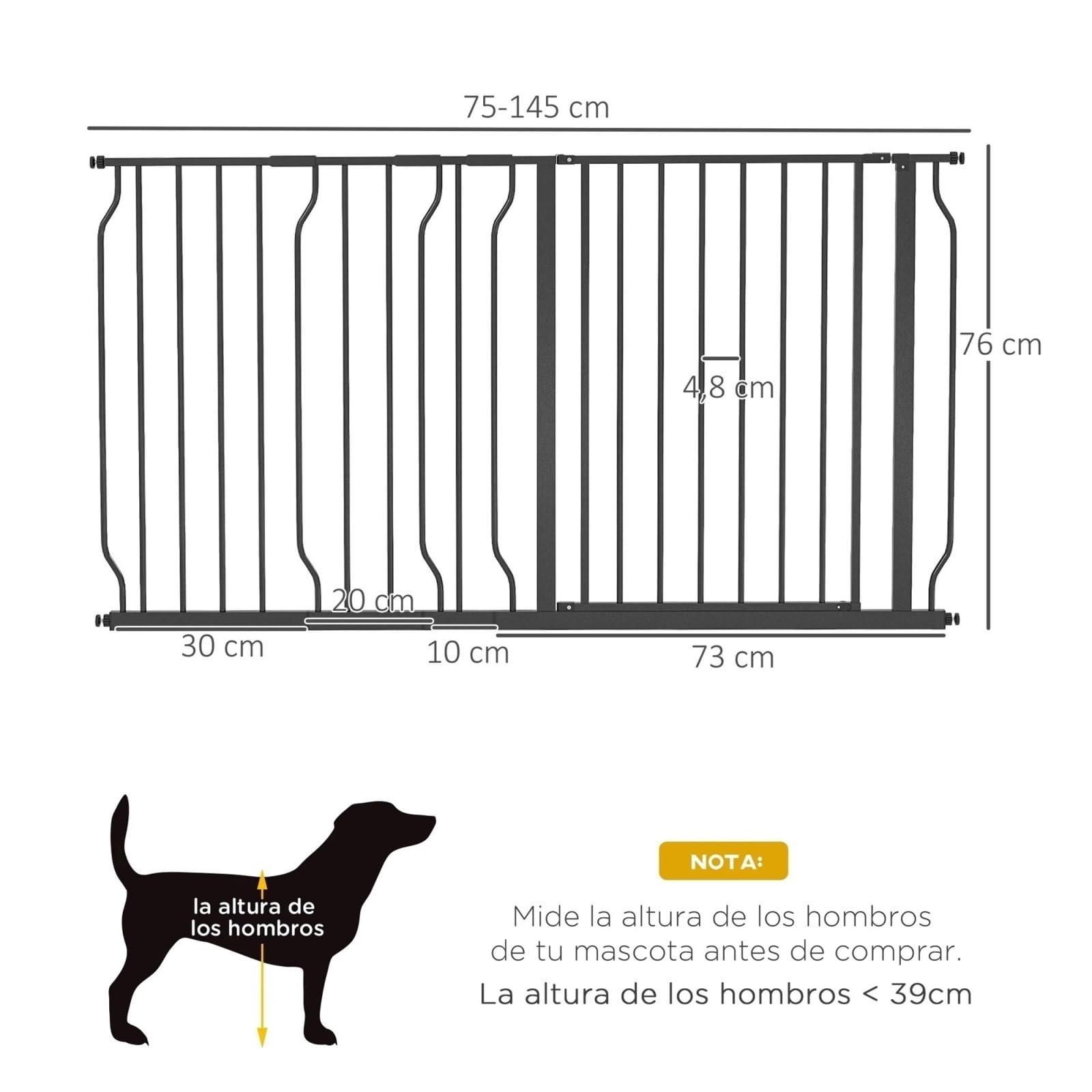 Barrera De Seguridad Extensible con 3 Extensiones Color Negro Segura Y Fiable Doble Seguridad
