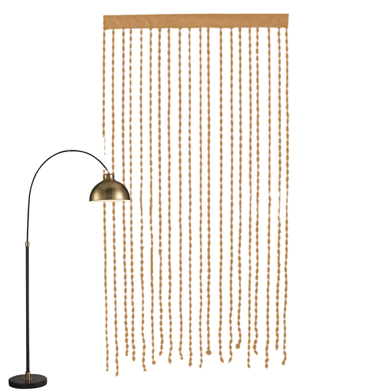 Tewzafiya Door with Beads, Back Door, Decoration with Fringes and Rope for Balcony, Bedroom, Hotel, Wedding, Kitchen, Patio, Children's Room, Bathroom, Apartment Room