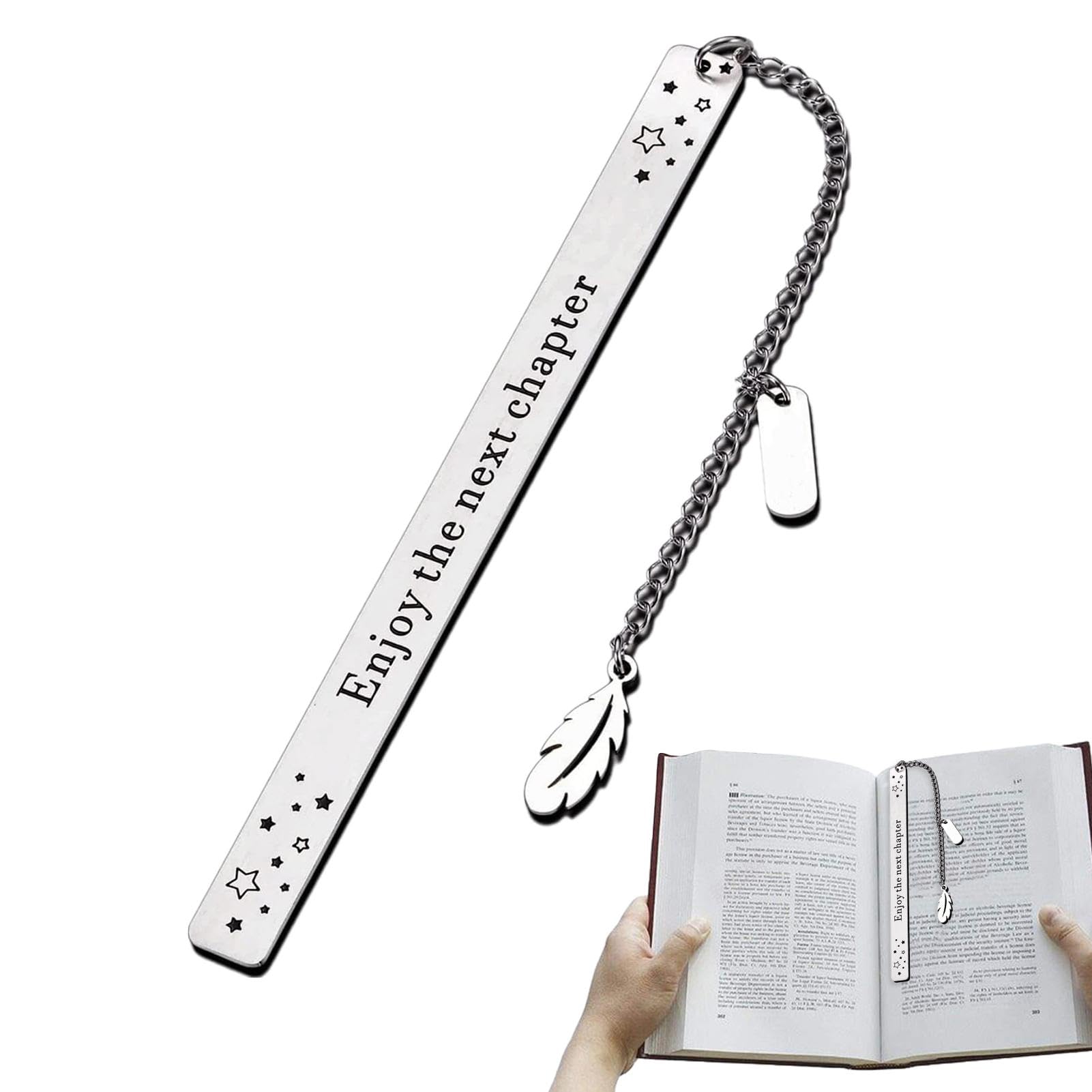 Marcapáginas de acero inoxidable,Marcador decorativo de metal | Etiqueta de agradecimiento al profesor de letras inglesas | Colgante de hoja de metal, marcapáginas, decoración de graduación
