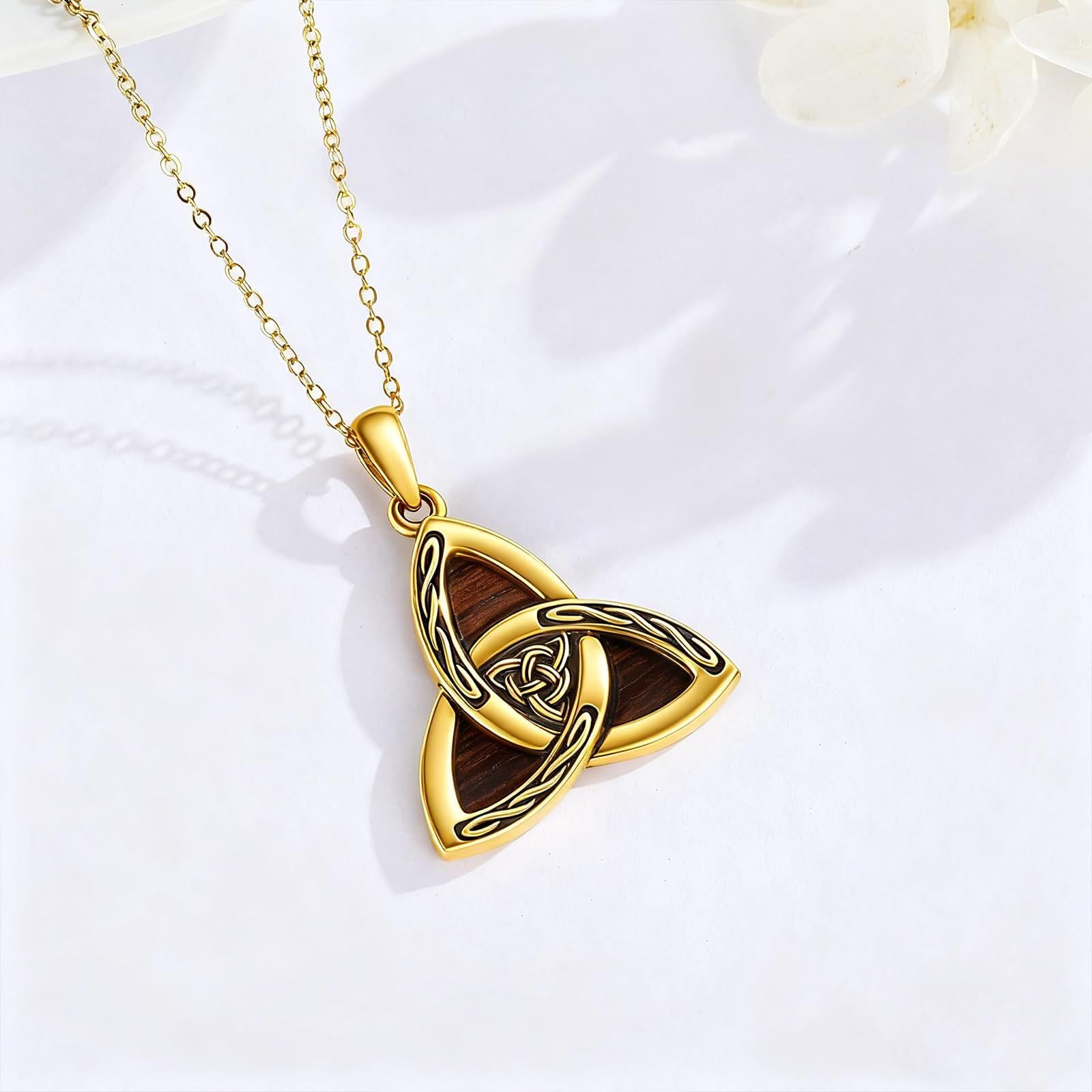 Ebenholzkette für Herren 925 Sterling Silber Claddagh/Keltische Irische Halskette Echter Ebenholz-Wikinger-Anhänger Holzschmuck Geschenke für Männer Frauen