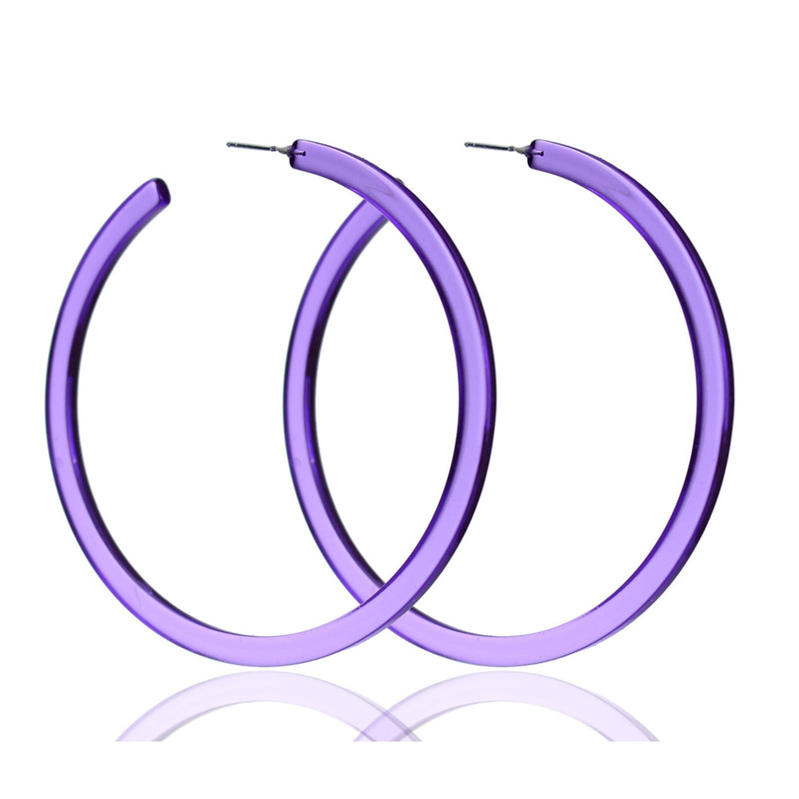 Retro 80 90's Neon Candy Color C-shaped Chunky Large Hoop Drop Dangle Vintage Lightweight Acrylic Earrings Halloween Party Costume Accessories Jewelry