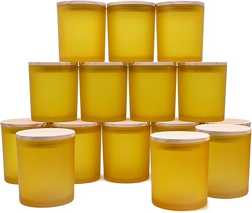 Miniatura 200 de Tarros de vela gruesos de 8 onzas para hacer velas, 15 unidades, tarros vacíos transparentes con tapas de madera para hacer velas, contenedor