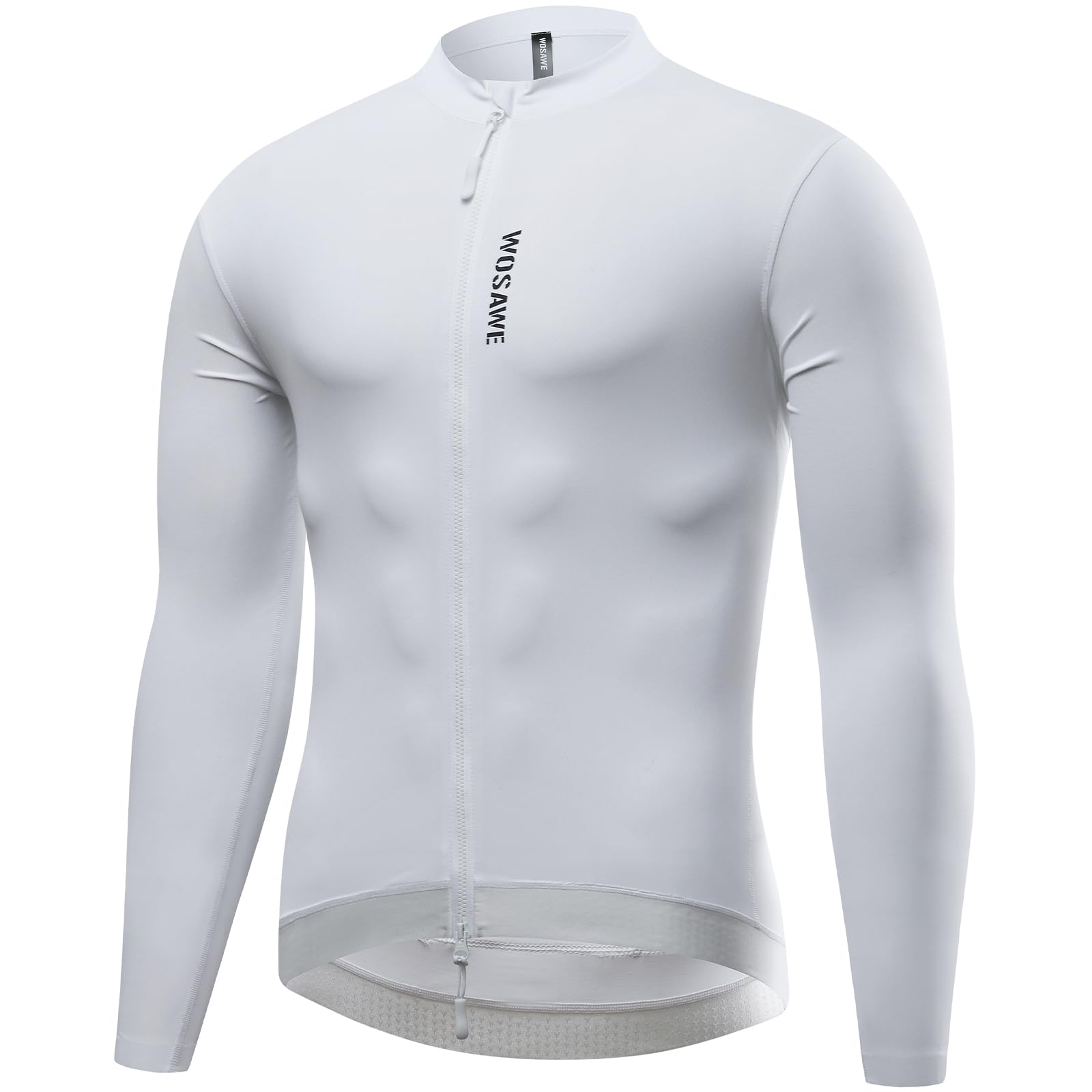 WOSAWE Maillots de cyclisme respirants à manches longues pour homme - Vêtements de sport réfléchissants pour le printemps, l'été, l'automne, Noir