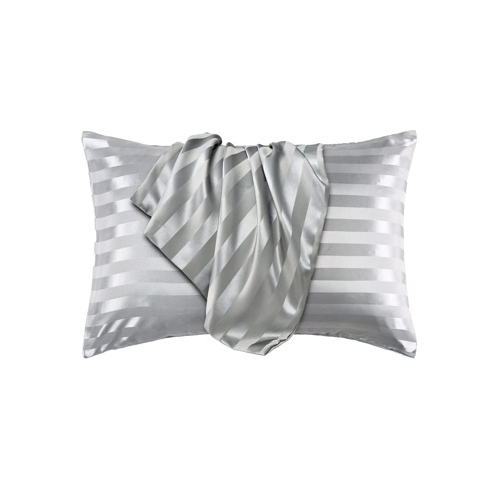 Confezione da 2 federe in raso per capelli e pelle, super morbide, setose, con chiusura a busta, meno attrito, meno rughe e crespo (50 x 75 cm, grigio argento