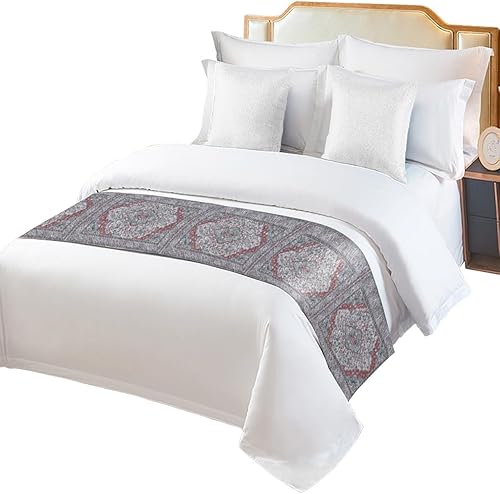 LBHAUSE Camino de cama floral bohemio abstracto para cama de tamaño King, protector de bufanda, manta de cama decorativa para dormitorio, hotel,