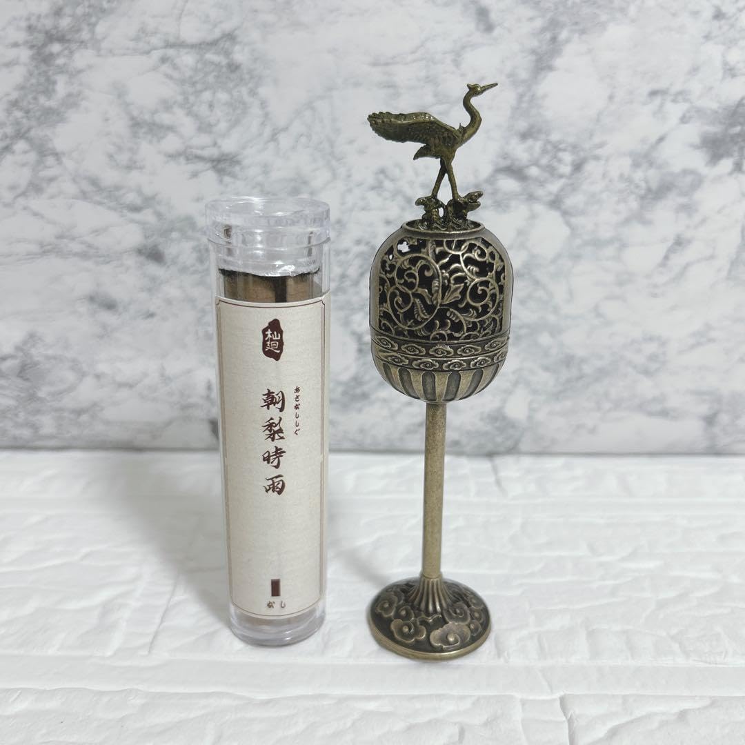 銅 細工 松鶴弔り炉 香炉 家庭置物 装飾品 工芸品 銅 細工 ?