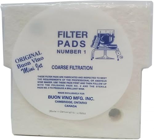 Buon Vino Mini Jet - Almohadillas de filtro para purificador de vino, 12 unidades (paquete de 3), filtros gruesos #1 para sedimentos, suministros de