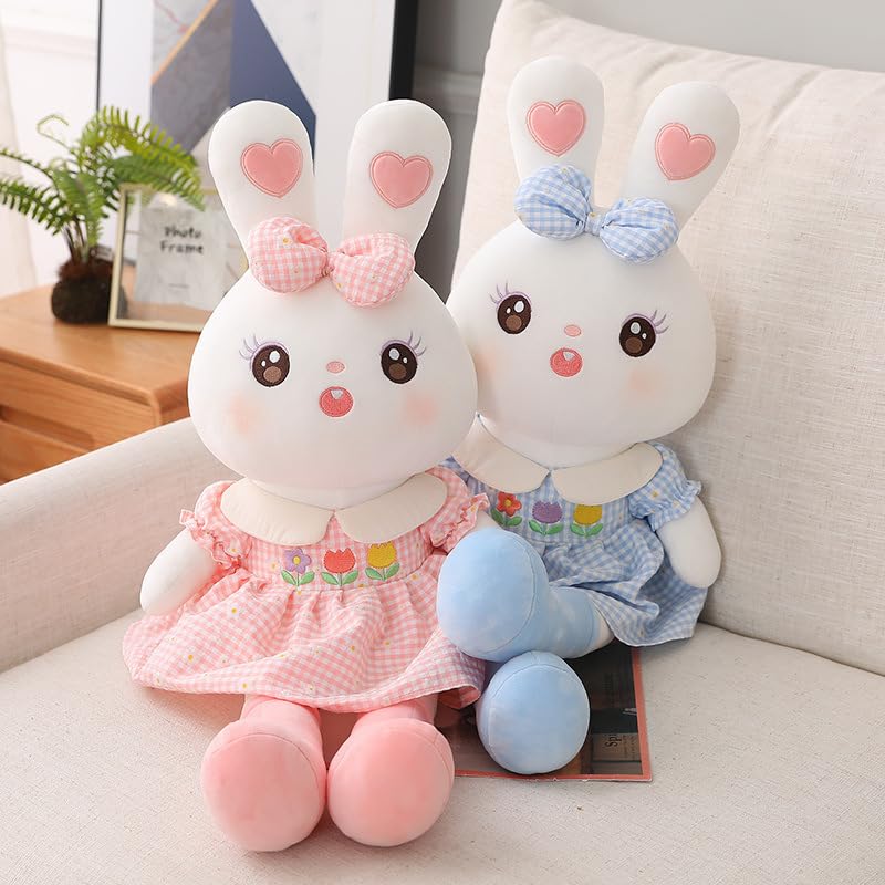 Carino Coppia Coniglio Peluche Giocattolo Kawaii Gonna Coniglio Cuscino Dormire Peluche Animale Bambola Coniglietto per Bambini Regalo di Compleanno 90 cm Rosa