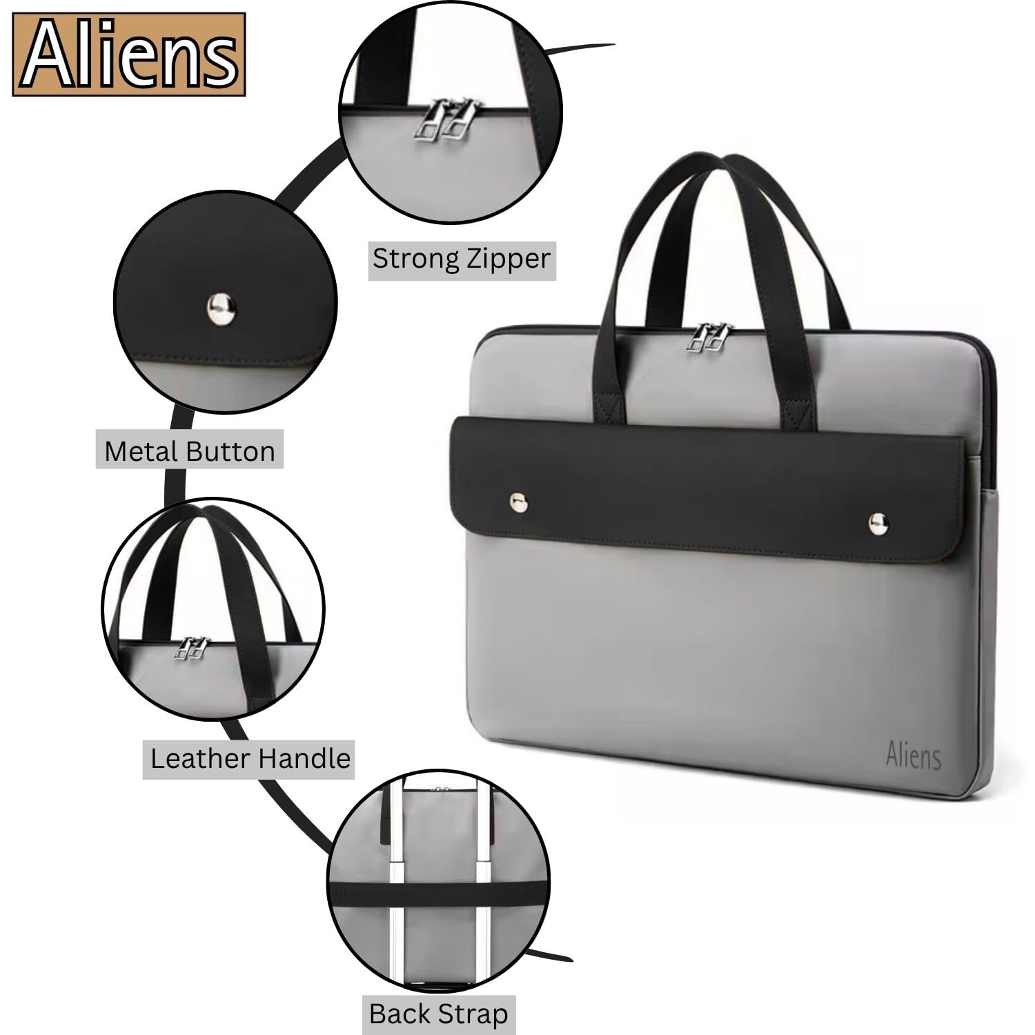 Aliens 14.1" Premium Vegan Leather Laptop Sleeve/Case Cover Bag, Padded Laptop Compartment Office Handbag for MacBook air/pro, Dell, Lenovo, Acer, Asus, Notebook, Tablet, ipad-Grey 8 61VHJ3FY1CL. SL1500