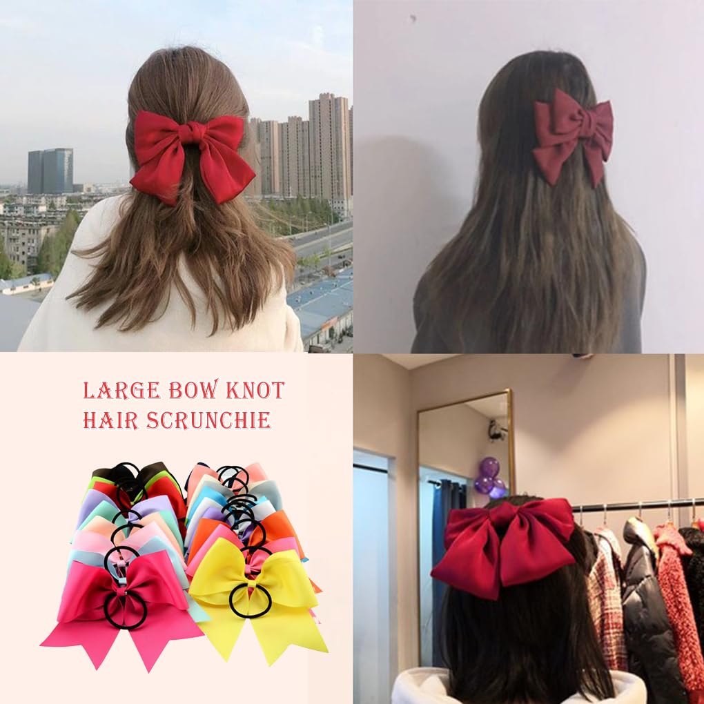 Mikinona 3 Piezas Coleteros Elásticos Sólidos Con Lazo De Satén Para Mujer Y Niña - Azul Marino, Rojo Y Negro
