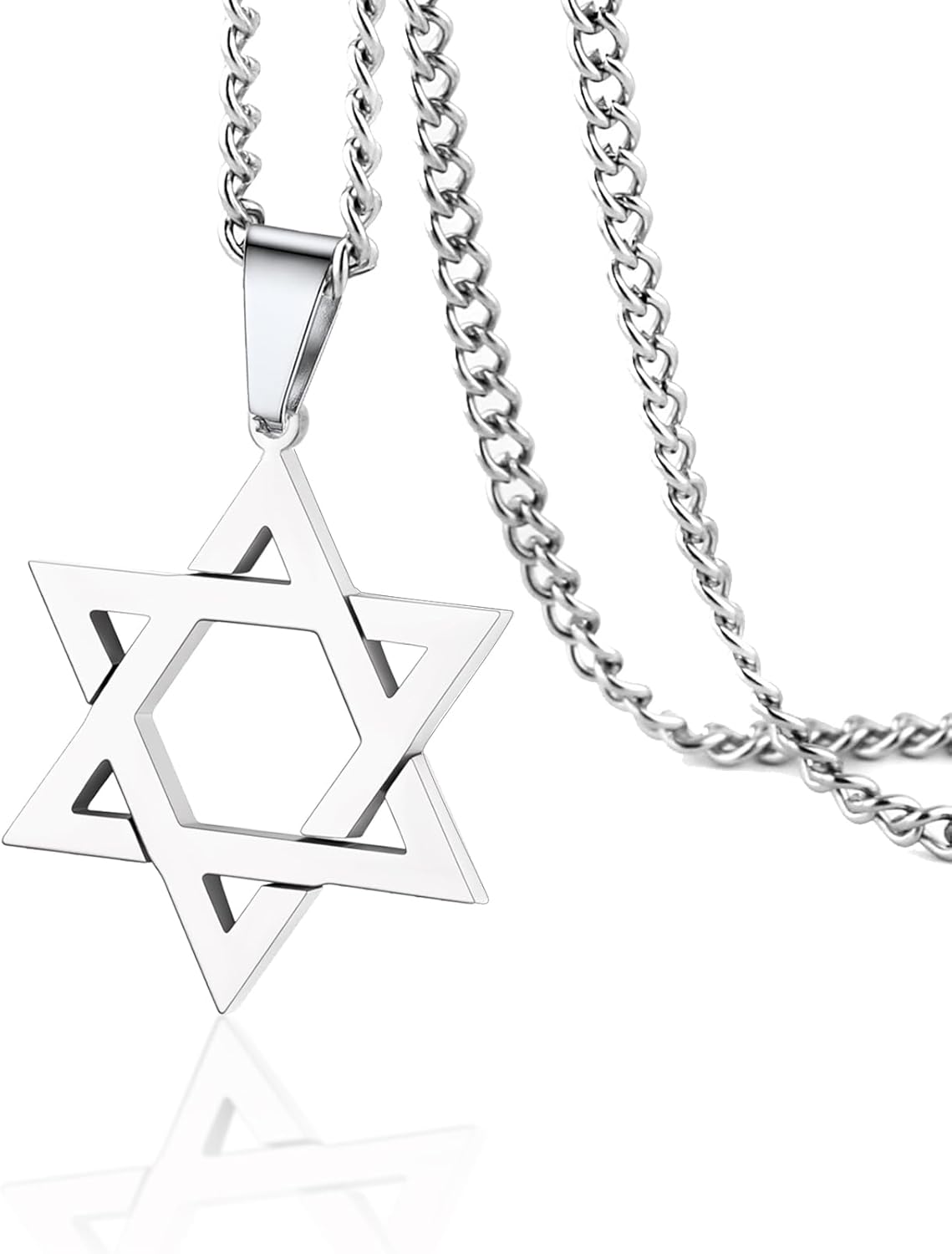 VASSAGO Star of David Pendant Necklace Solomon Six-Pointed Star Talisman Stainless Steel Hexagram Jewish Israel Jewelry for Men