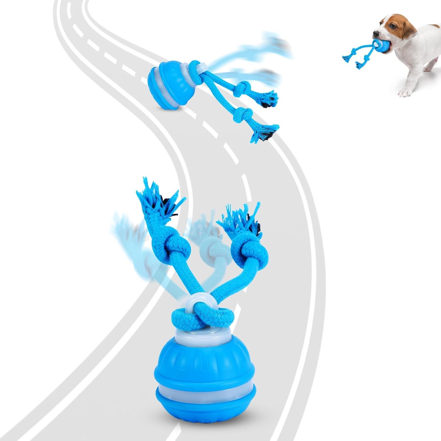 Jouet interactif intelligent pour chien avec corde Bleu