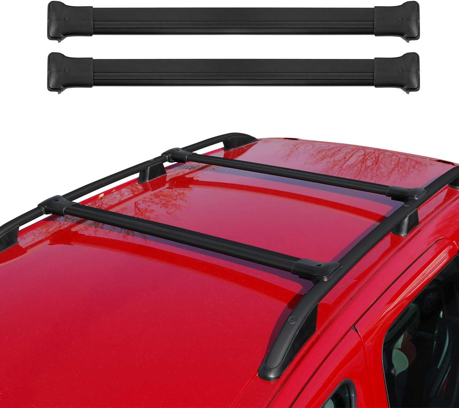 OMAC Roof Rack Cross Bars Luggage Carrier for RAM ProMaster City 2015-2022 Black 2 Pcs Anti-Theft for Travel Kayak Canoe Surf Ski Snowboard Camping