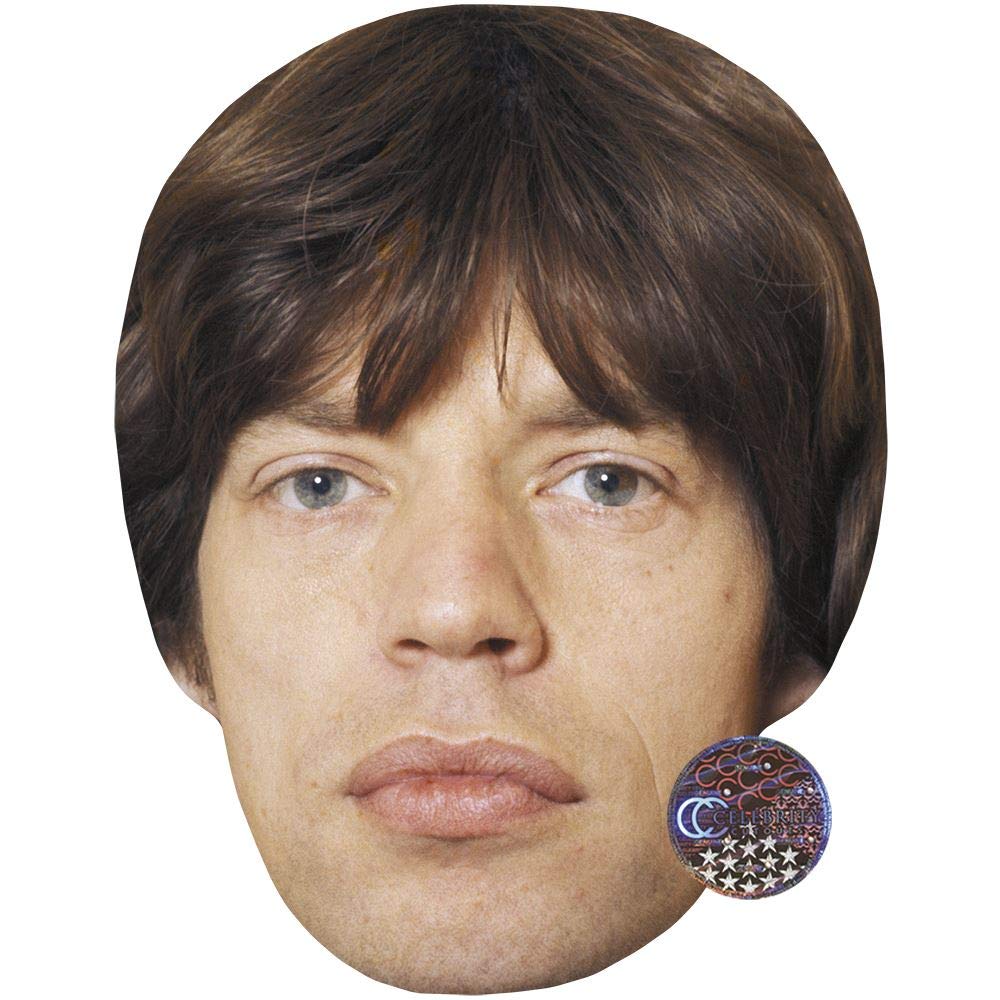 Celebrity Cutouts Lifelike Mick Jagger (Young) Celebrity Mask, Flat Card Face, Fancy Dress Mask