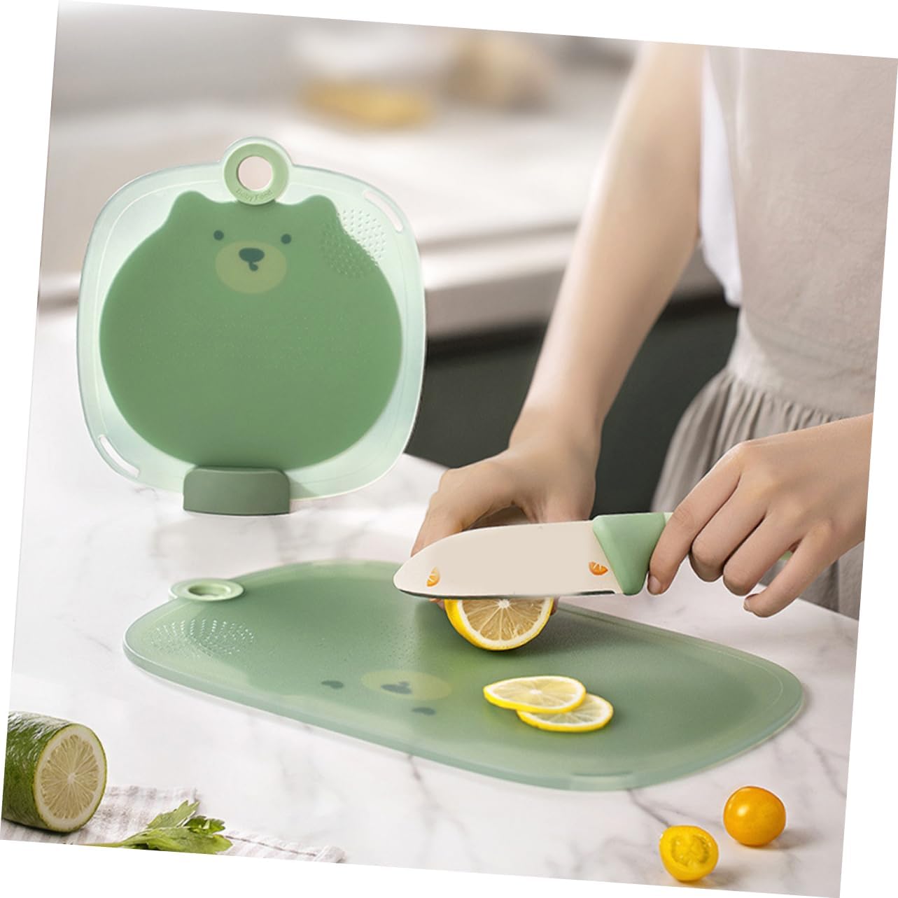 2pcs Non-Slip Plastic Chopping Board Set Cartoon Fruit Vegetable Cutting Boards for Kitchen Food-Grade Dishwasher Safe