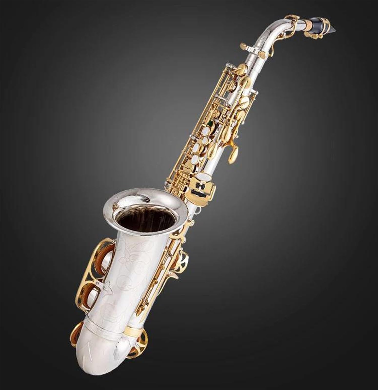 Saxofón Saxofón Alto Con Llave Plateada Y Dorada, Saxofón Alto Profesional Con Estuche Y Boquilla (Color : Cloth bag)