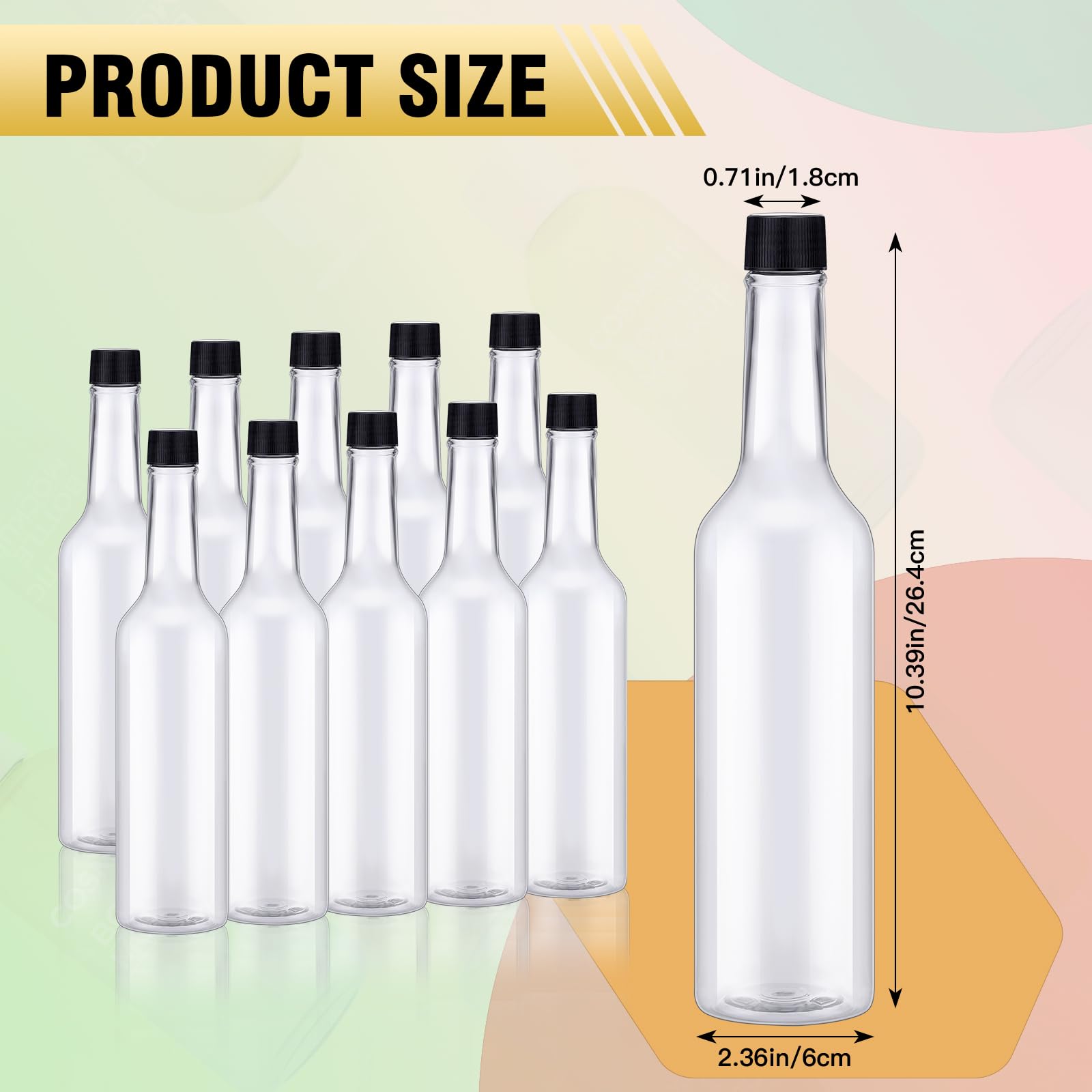 Tioncy 10 bottiglie di plastica vuote da 425,2 g, bottiglie di vino trasparenti con tappo a vite, riutilizzabili, per bevande, condimenti, fai da te, decorazioni per bottiglie