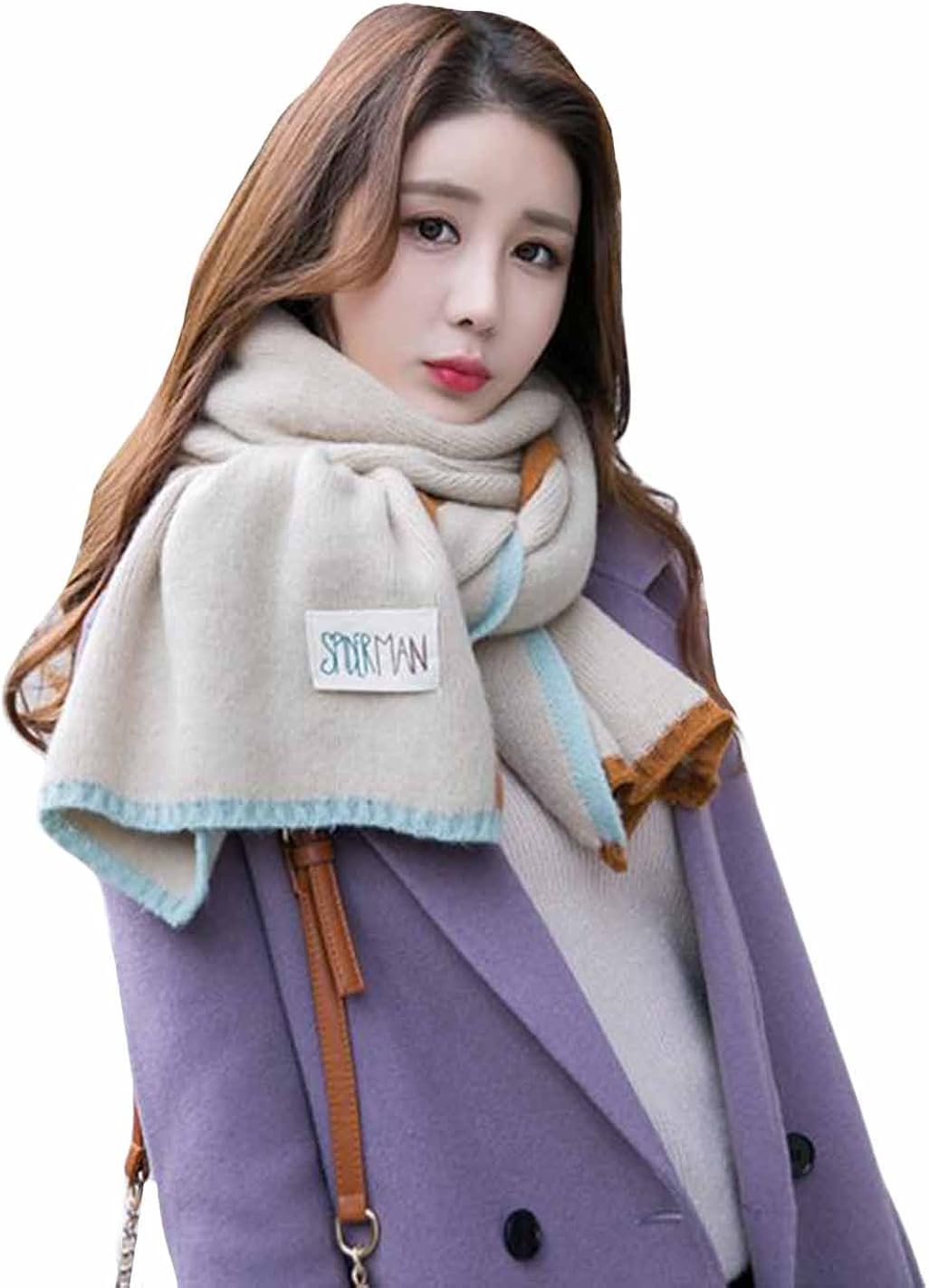 Mengfan マフラー ロング丈 冬 厚手 レディース スカーフ 無地 人気ブランドを ニット 軽量 柔らかい 暖かい スヌード オシャレ 韓国風 防寒 可愛い ふんわり