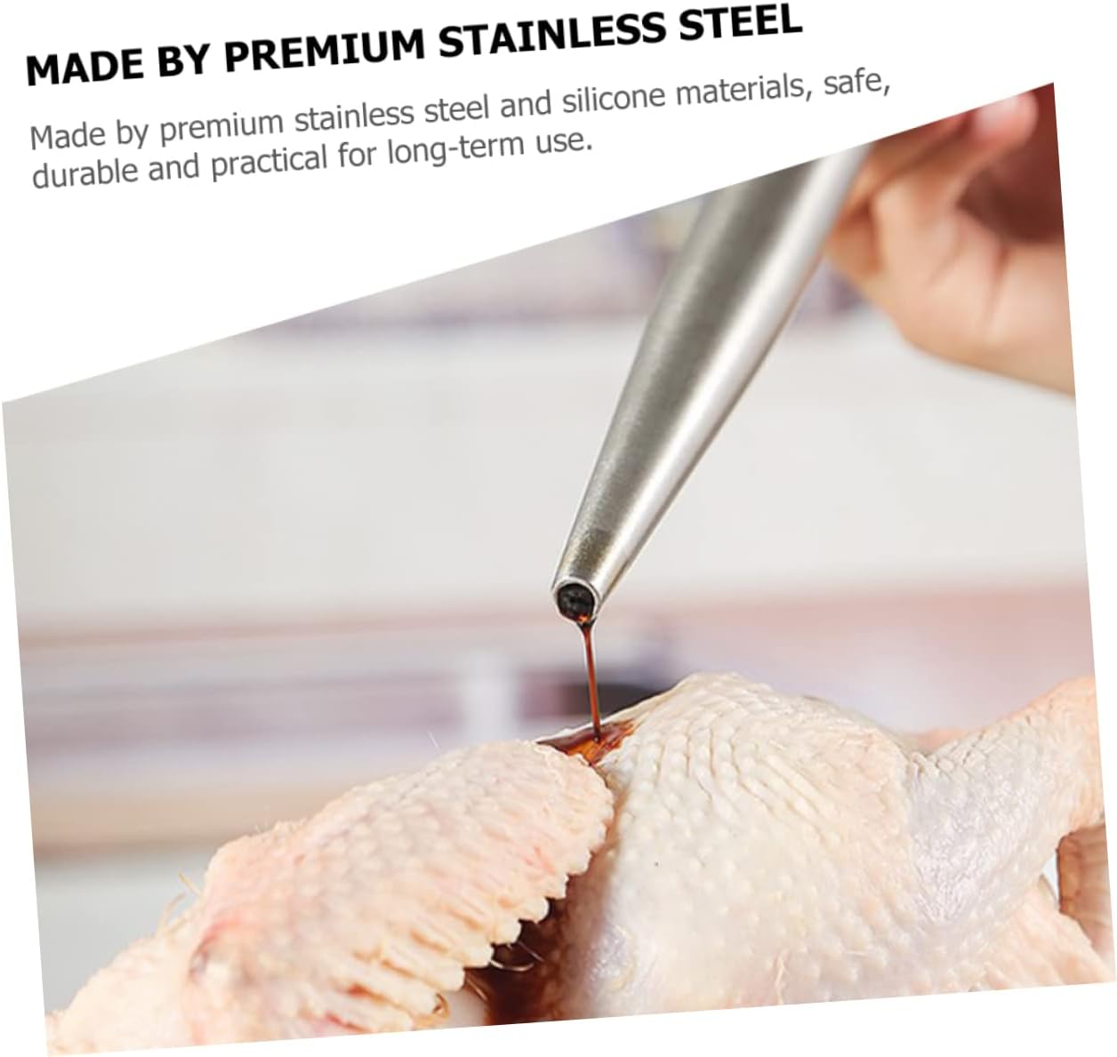 MAGICLULU 1set Turkey Baster Injector Stainless Steel Needle and Silicone Sauce Dripping Tube for Barbecue Roasting and Basting Meat Includes Cleaning Brush for Easy Maintenance