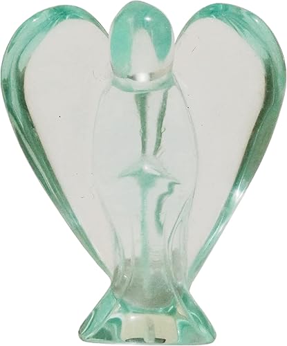 Vista 28 de Estatua de ángel guardián de oración de cristal curativo de ágata musgo natural, 2 pulgadas, tallado en bolsillo, figuras de piedra de palma