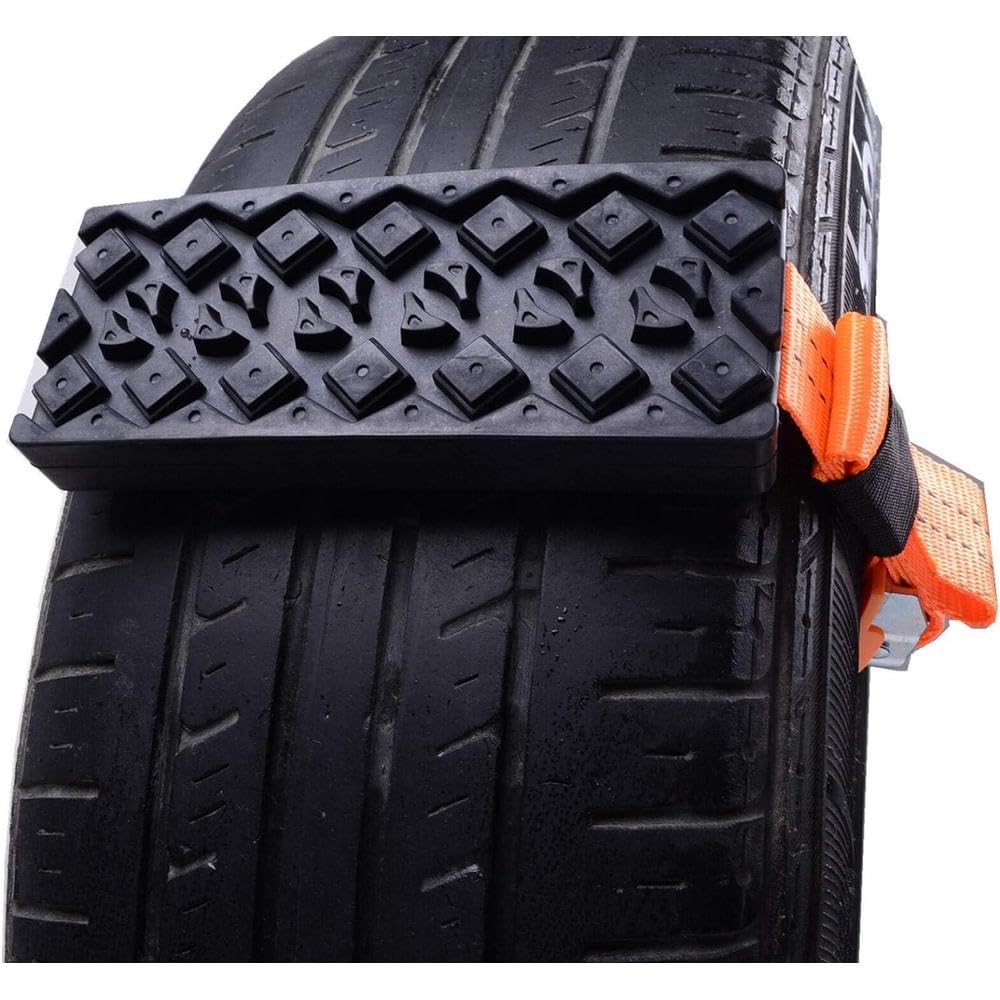 Riloer Lot de 2 chaînes antidérapantes pour voiture, dispositif de traction de pneu pour neige, boue, sable, SUV, chaînes à neige en caoutchouc et nylon Orange
