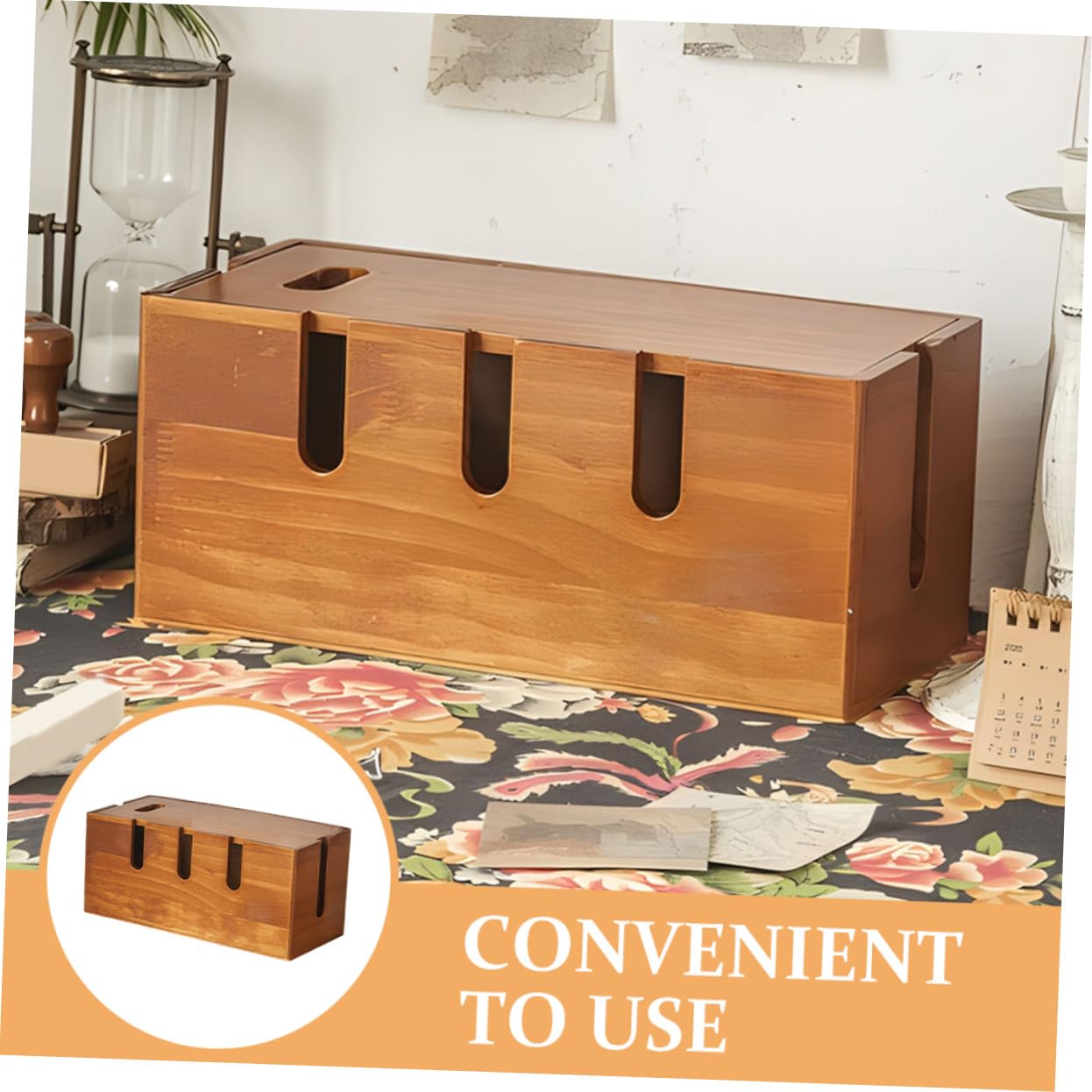 Kabelmanagementbox aus Massivem Holz Große Aufbewahrung für Steckdosenleisten und Ladekabel Vielseitig für Büro und Zuhause Stilvolles Design mit Robustem Material Einfache
