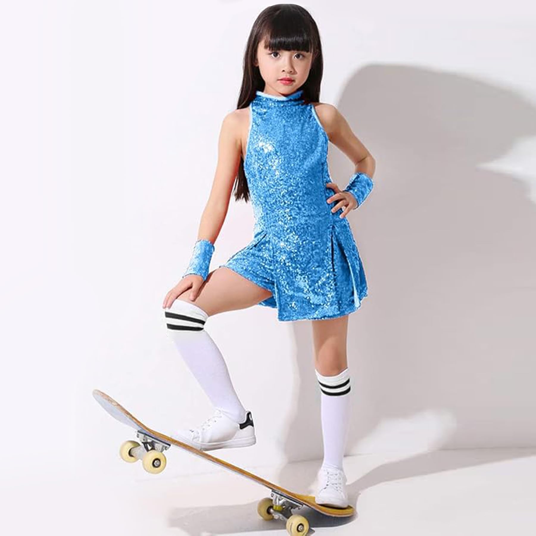 LOLANTA Mädchen Pailletten-Kostüm Hip Hop Dancewear Funkelndes Tanzkleid Gesetzt